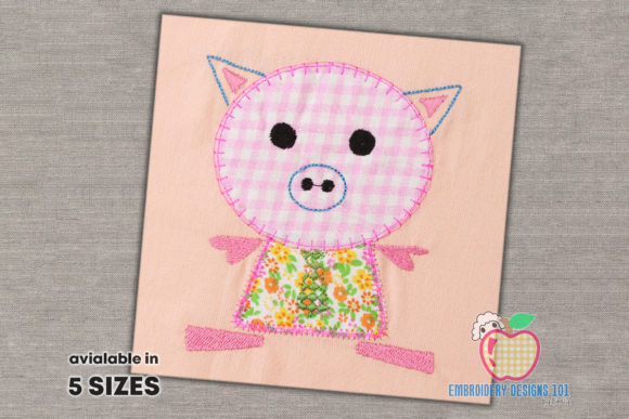 Cute Pig Cartoon Applique for Holiday Crafts
